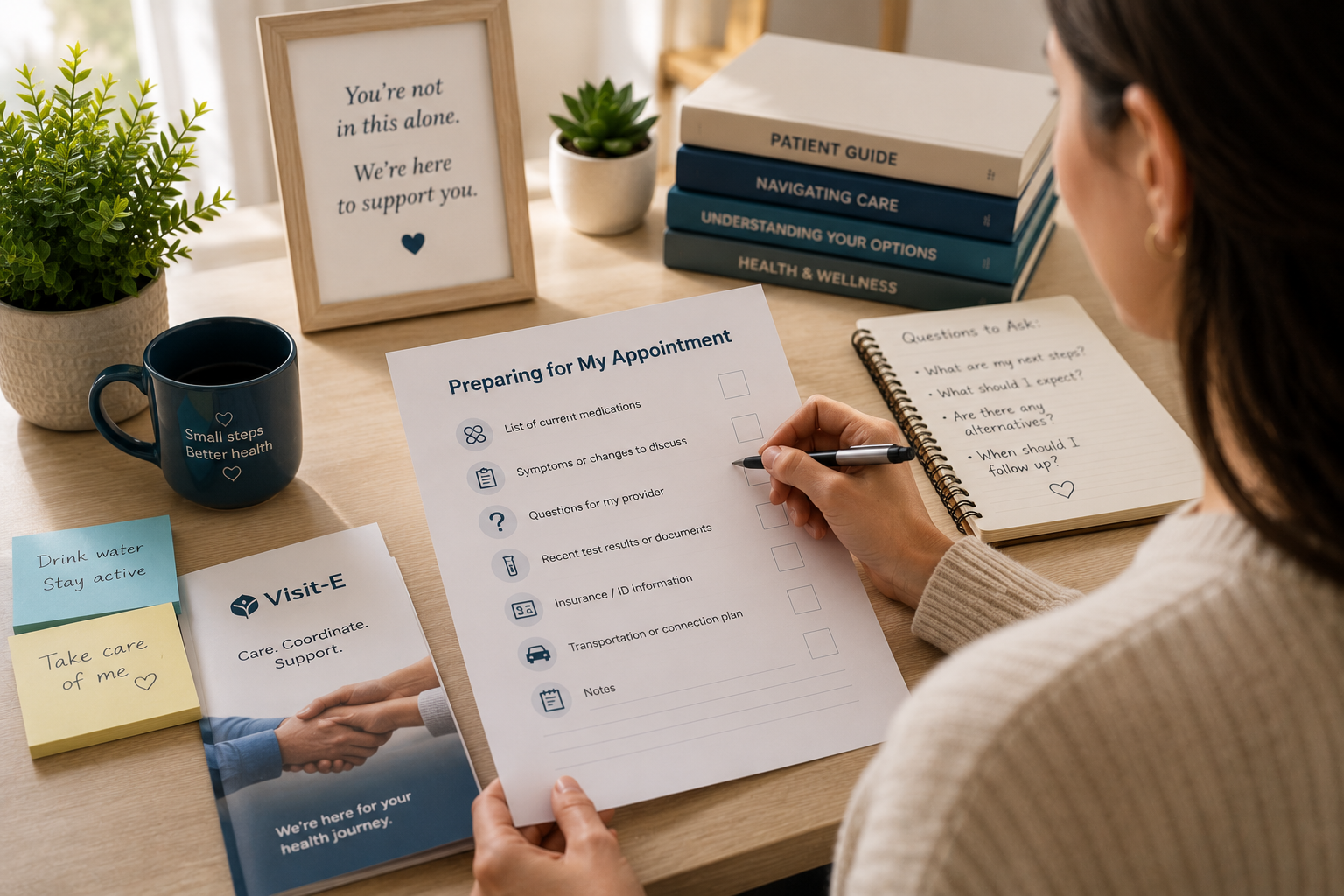 Patient receiving healthcare guidance and support